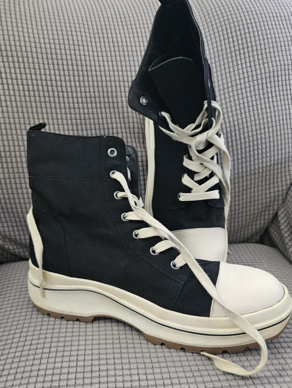 MIA Edge Black High-Top Canvas Lace-Up Boots